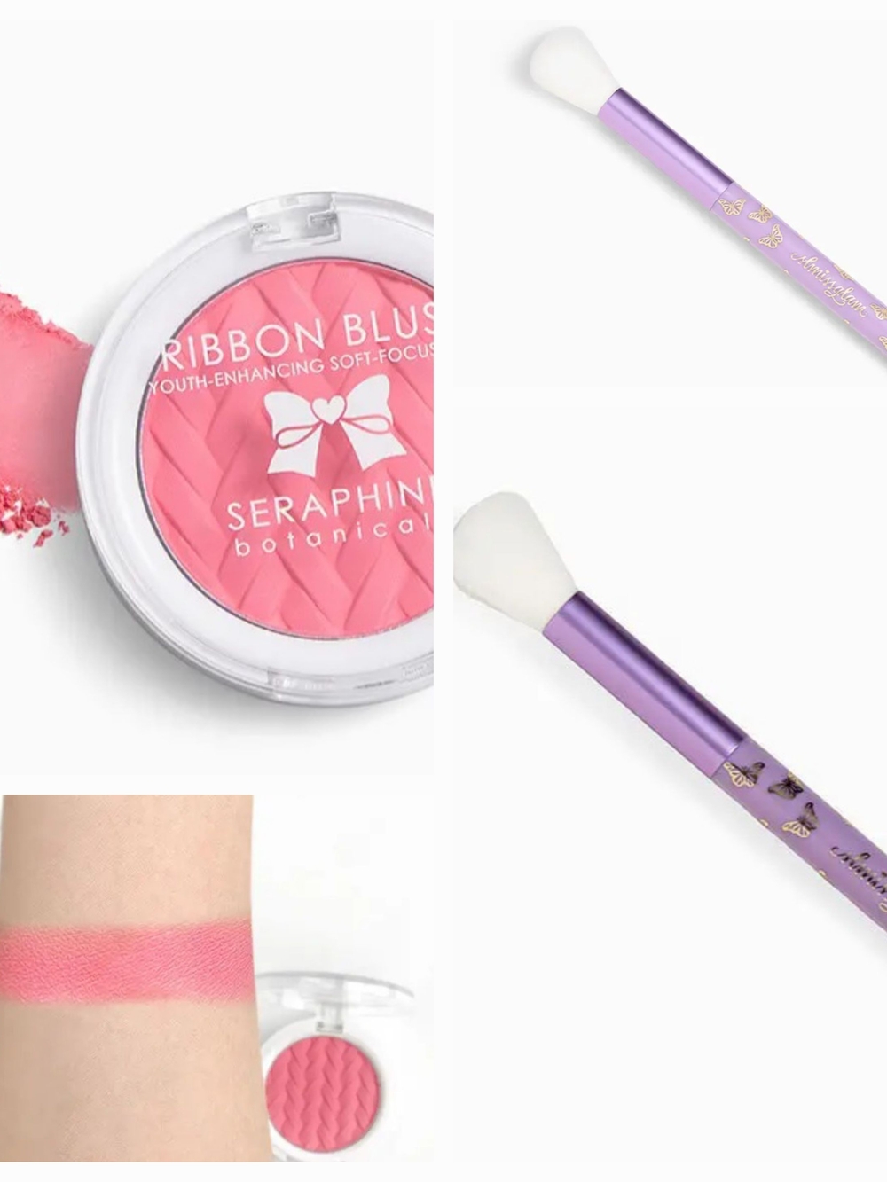 Seraphine Botanicals Ribbon Blush Whisper & SLMISSGLAM P03 Butterfly Face Brush